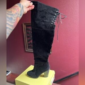 Over the Knee Black Heel Boot